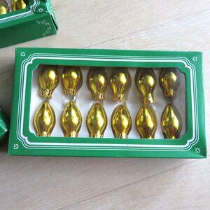 Lot of 34 Vintage Mini Tree Ornaments Gold Glass Christmas Collection 1998